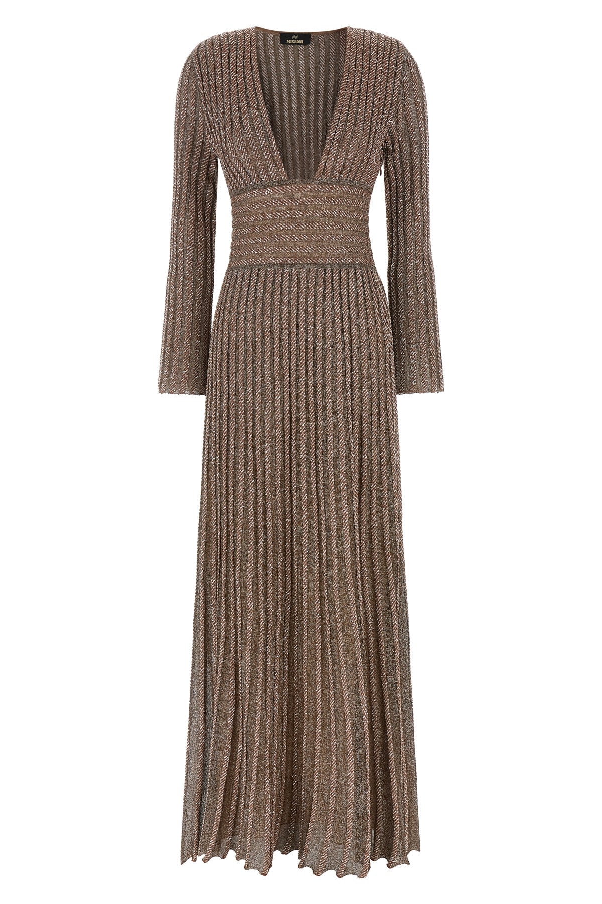 the missoni long dress exemplifies the brands mastery of knitwear through a flu
