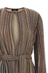 the missoni mini dress defines the silhouette through a fluid construction in fi