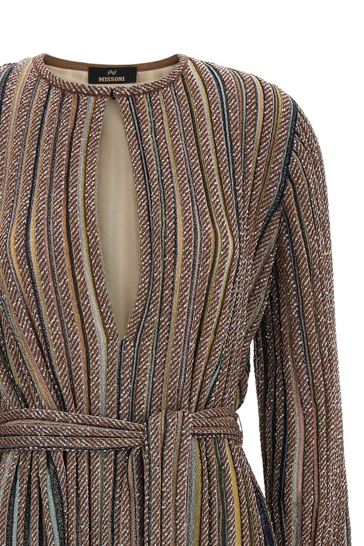 the missoni mini dress defines the silhouette through a fluid construction in fi