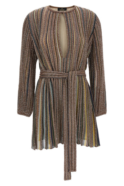 the missoni mini dress defines the silhouette through a fluid construction in fi