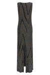 the long missoni dress is distinguished by a column silhouette defined by slippe