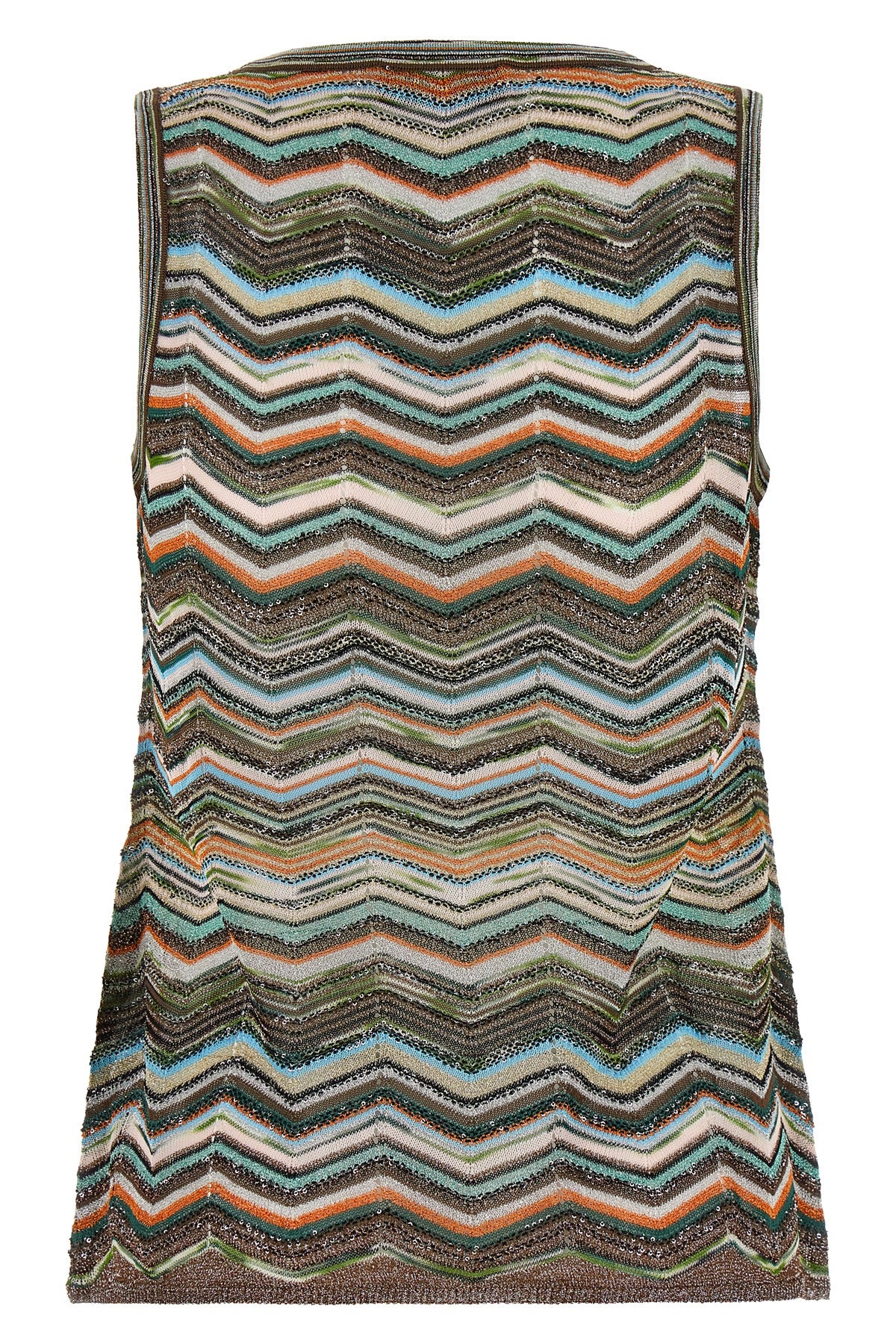 the sleeveless missoni top exemplifies the mastery of the brand in knitting thro