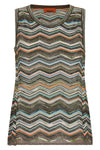 the sleeveless missoni top exemplifies the mastery of the brand in knitting thro