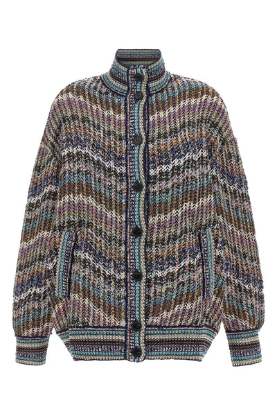 the missoni cardigan redefines knitwear codes through enveloping volumes and a r