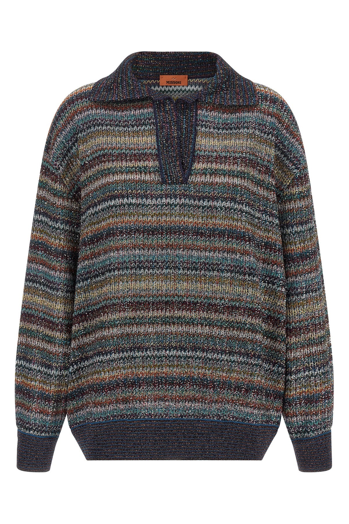the missoni long-sleeved polo shirt redefines the concept of knitwear through a