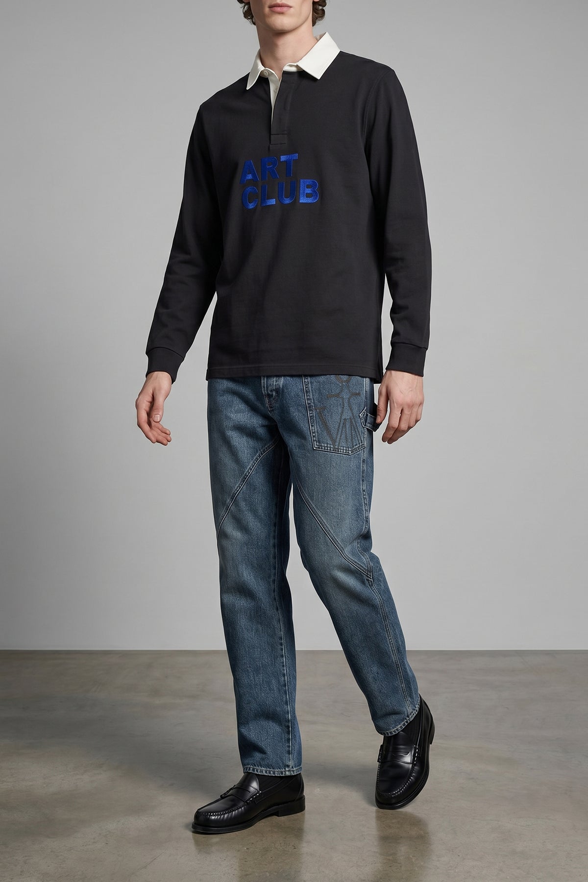 twisted workwear stonewashed cotton denim jeans