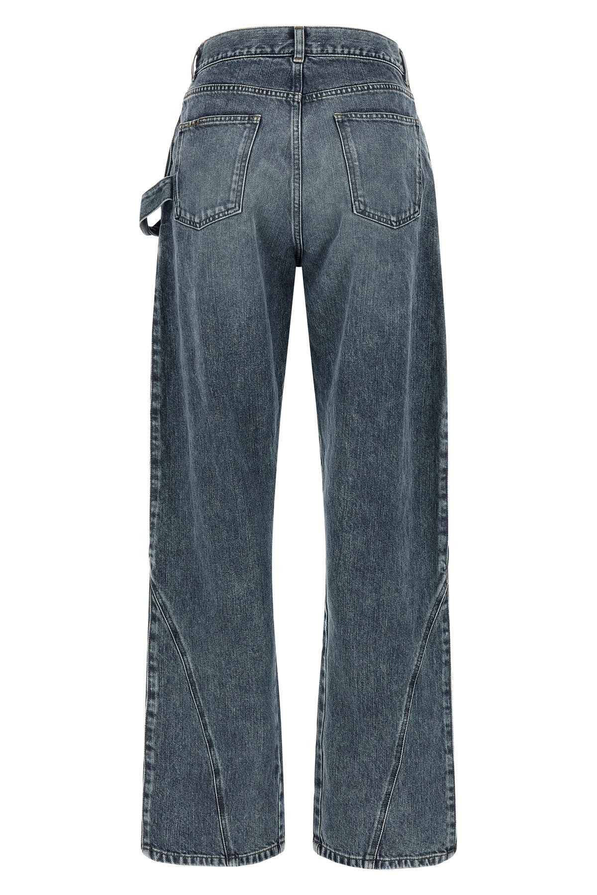 twisted workwear stonewashed cotton denim jeans