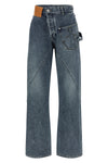 twisted workwear stonewashed cotton denim jeans