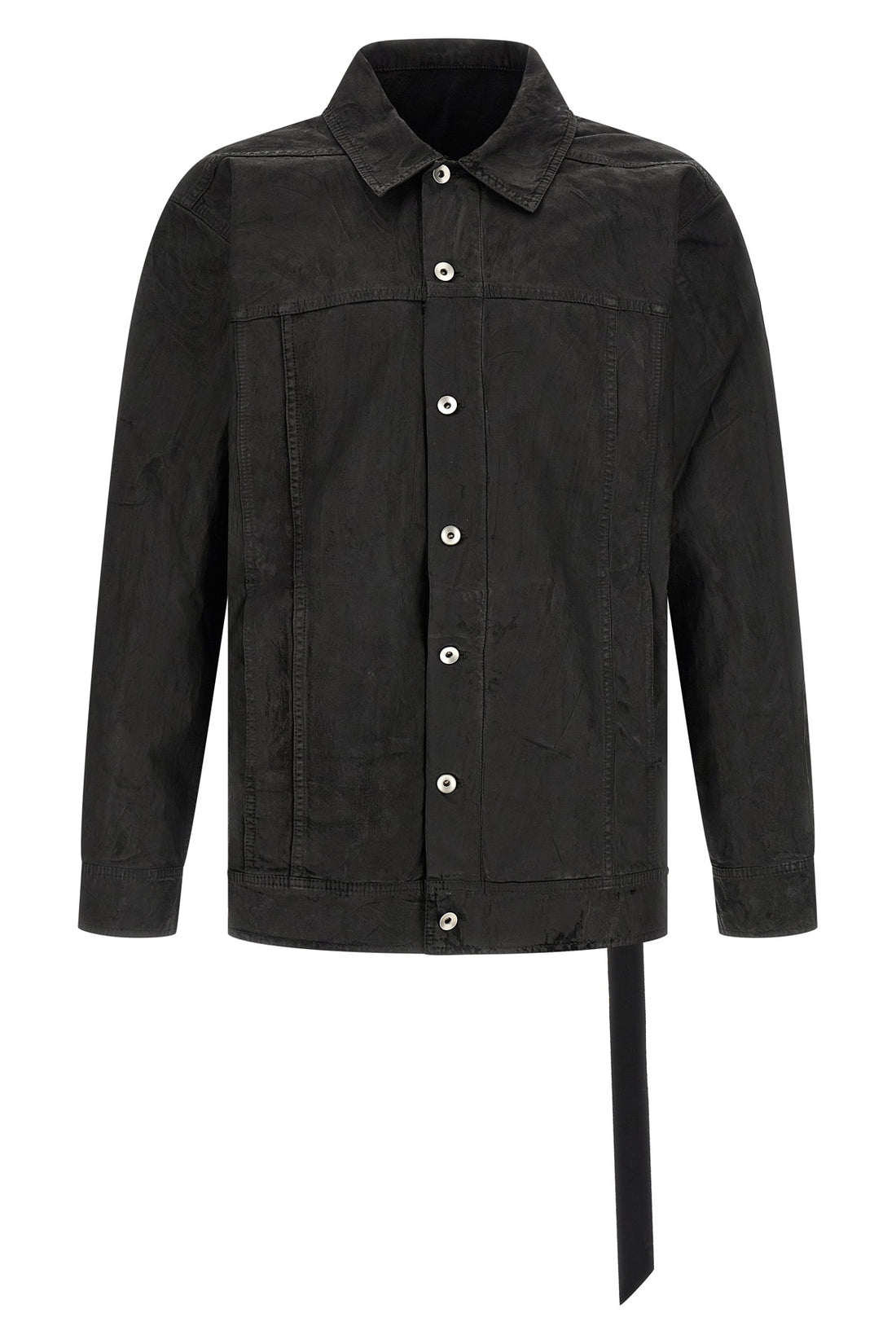 DRKSHDW M jumbo worker jacket in coated-effect cotton denim