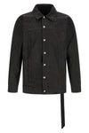 jumbo worker jacket in coated-effect cotton denim