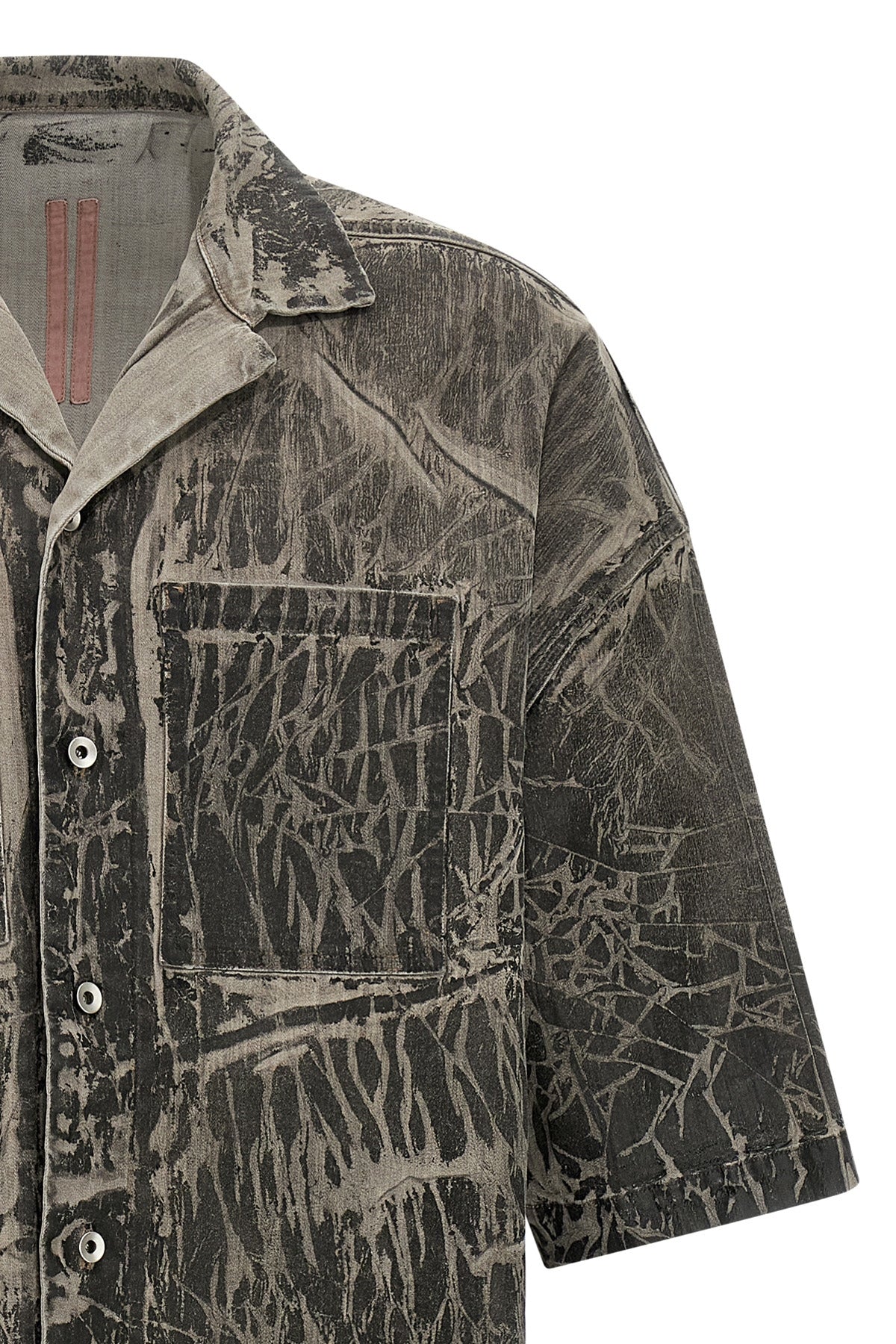 magnum tommy shirt in megacrust cotton denim overdyed in powder form