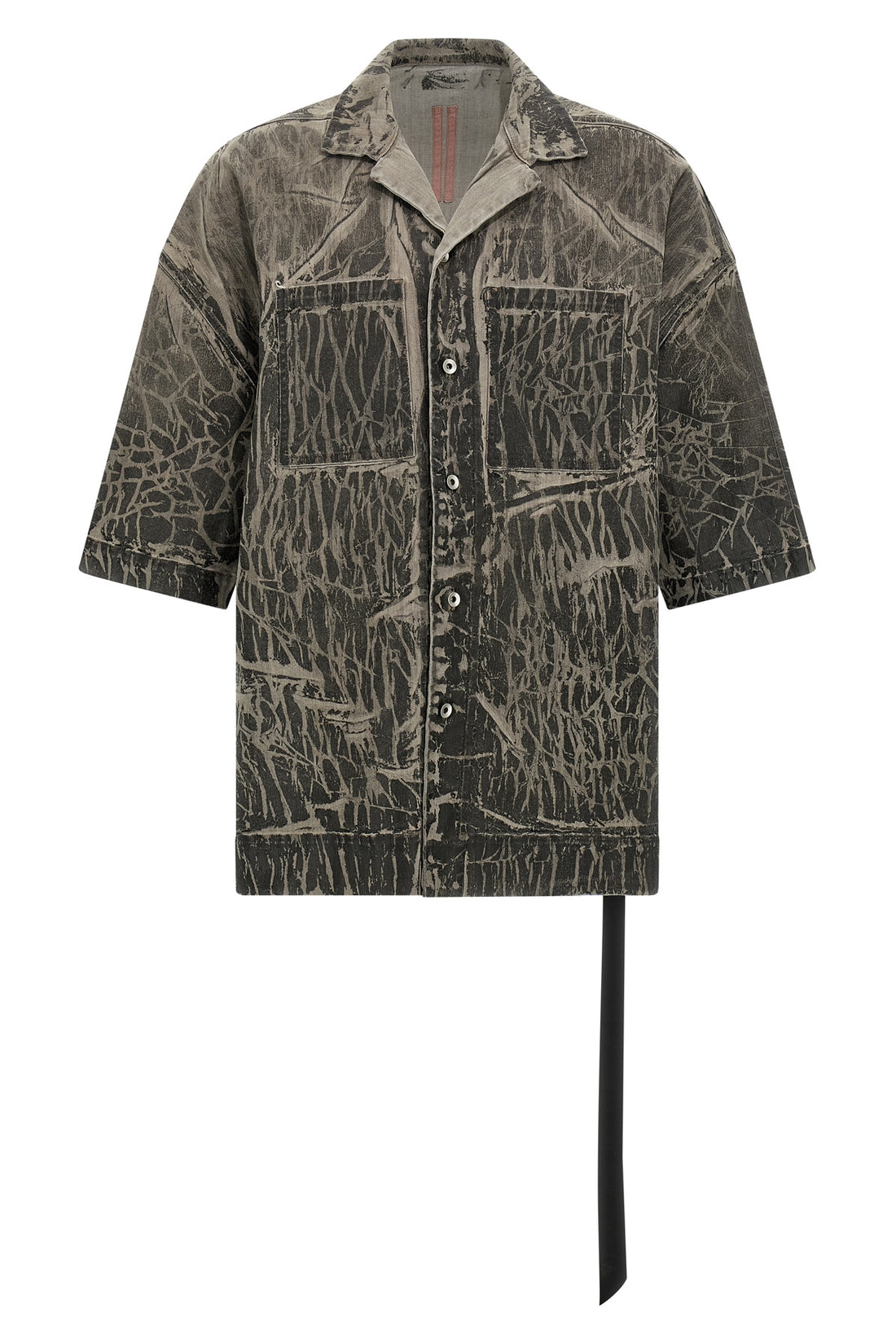 DRKSHDW S magnum tommy shirt in megacrust cotton denim overdyed in powder form