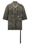 magnum tommy shirt in megacrust cotton denim overdyed in powder form