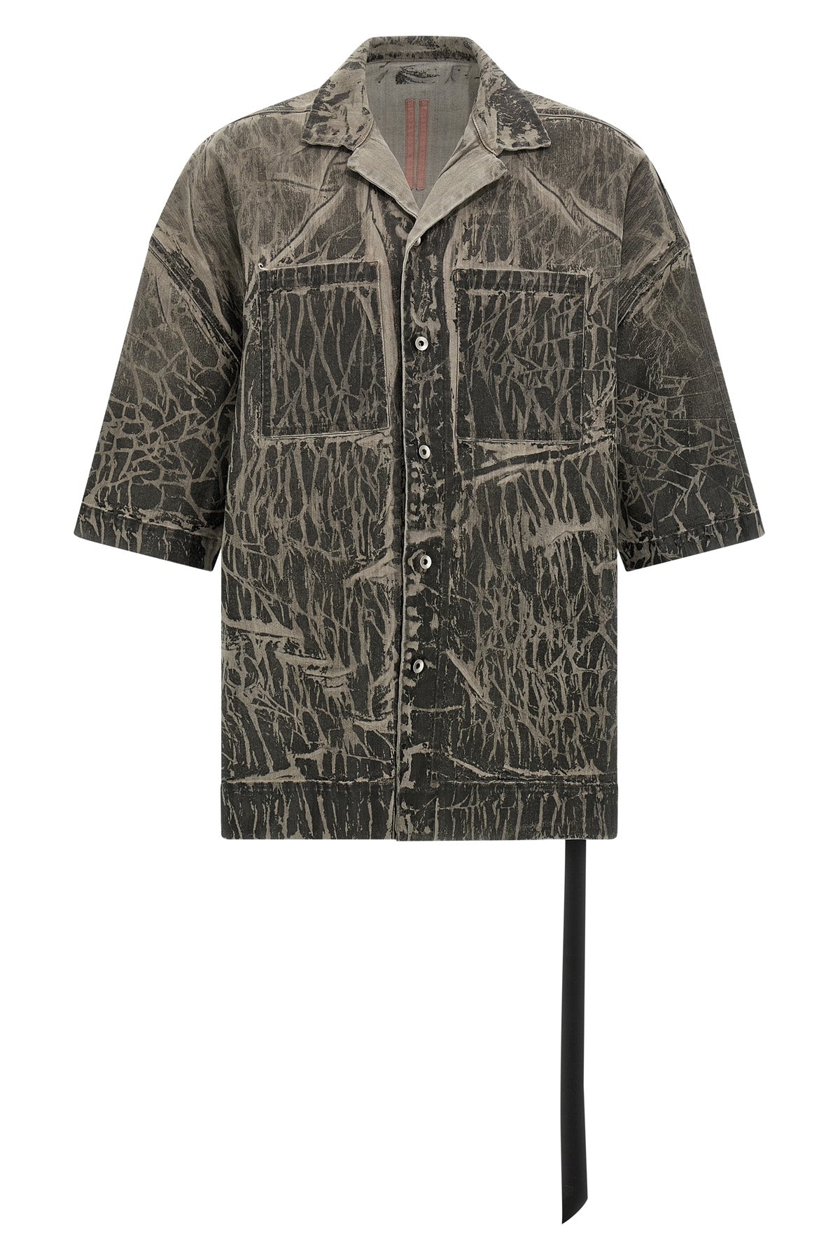 magnum tommy shirt in megacrust cotton denim overdyed in powder form