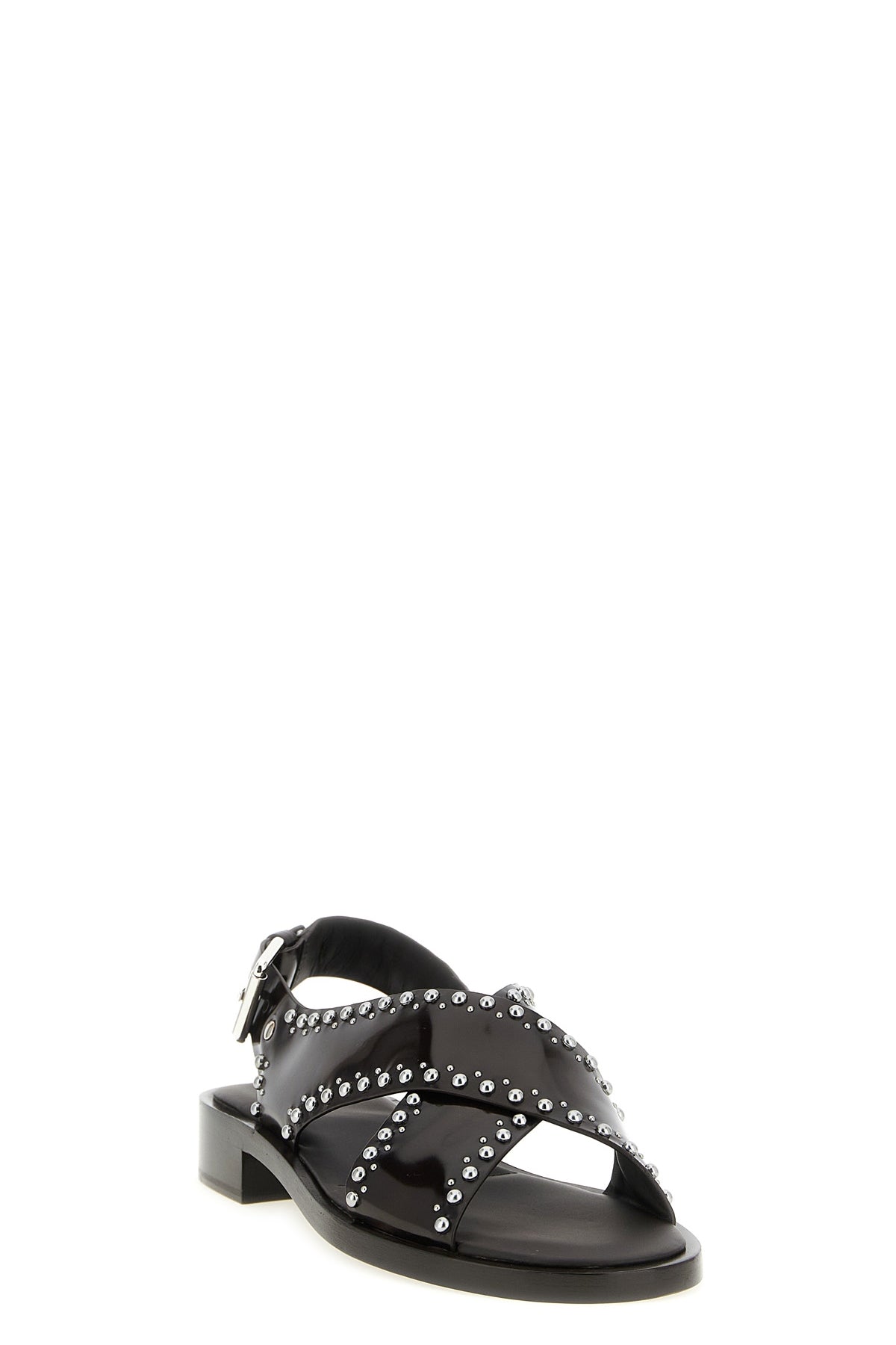 remi sandals in smoky shiny leather