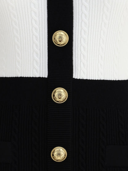 BALMAIN 36 braided pattern midi dress