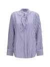 silk striped cocoon shirt with bow