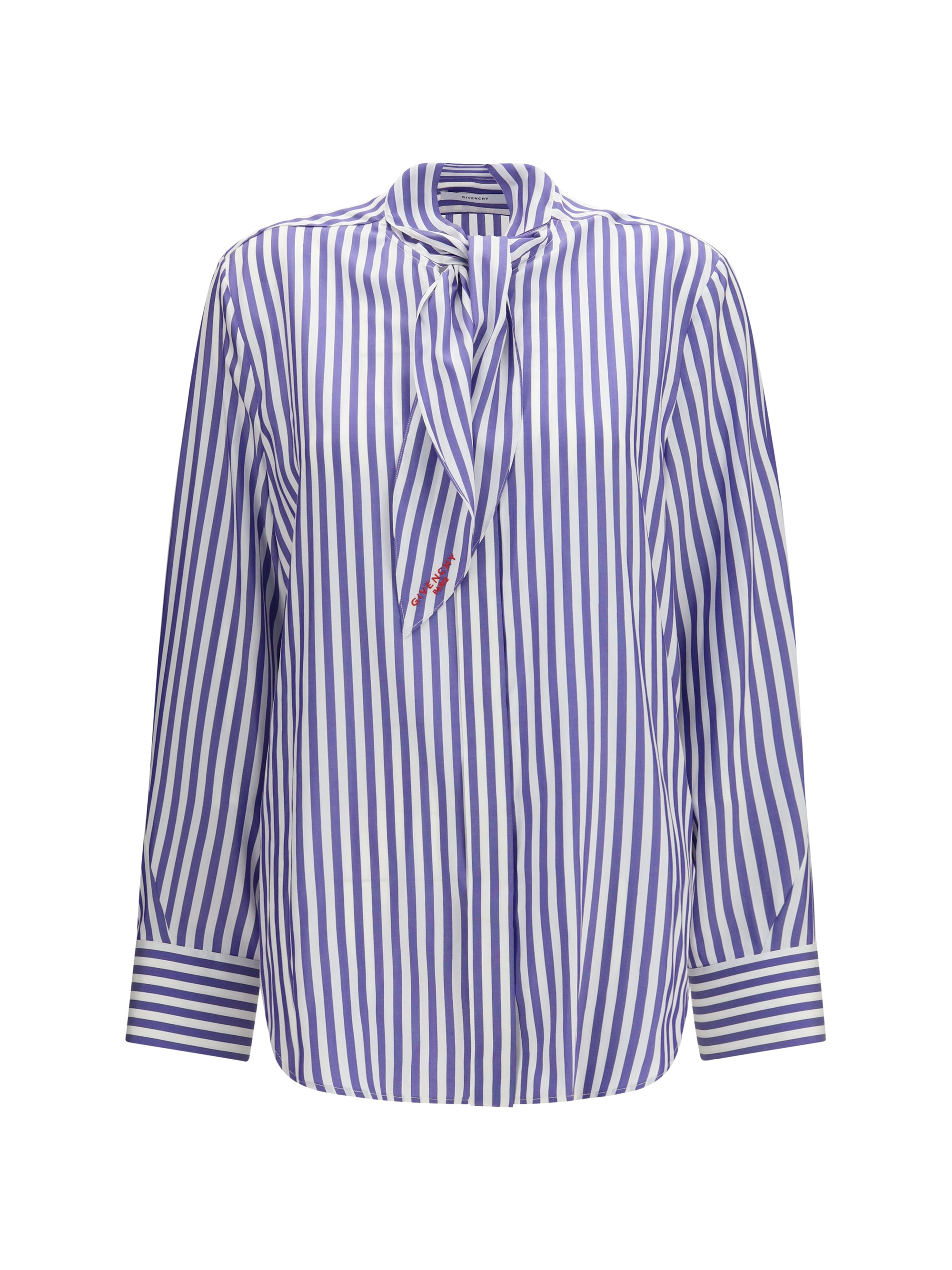 silk striped cocoon shirt with bow