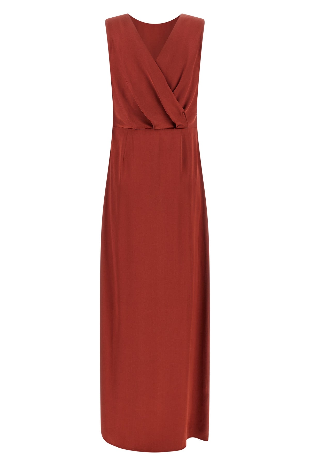 the long peserico dress defines a fluid silhouette and slipped through a double-