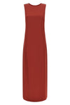 the long peserico dress defines a fluid silhouette and slipped through a double-
