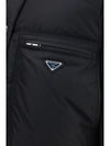 short padded jacket with zip and triangle logo