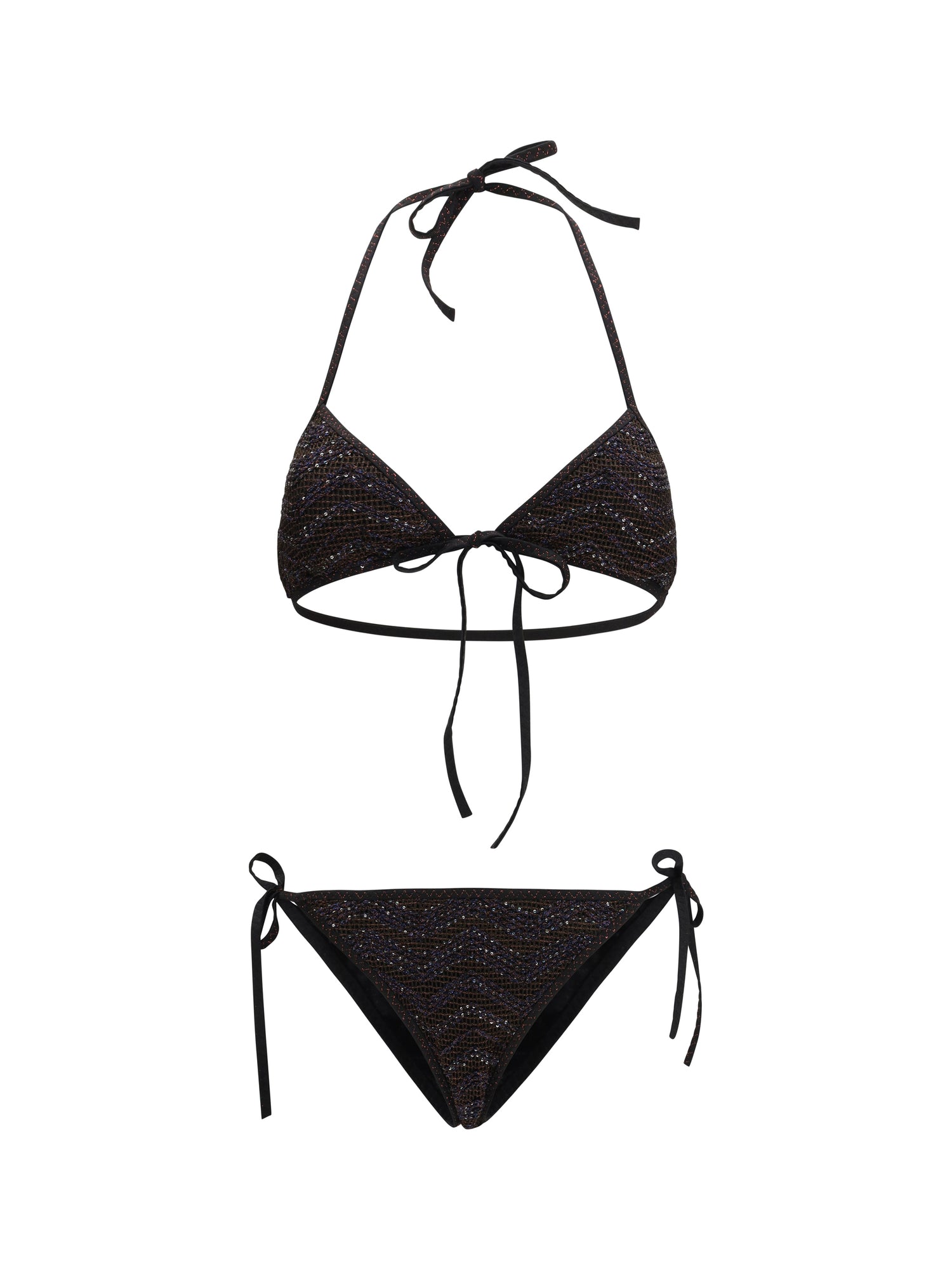 MISSONI 42 zigzag mesh triangle bikini with sequins
