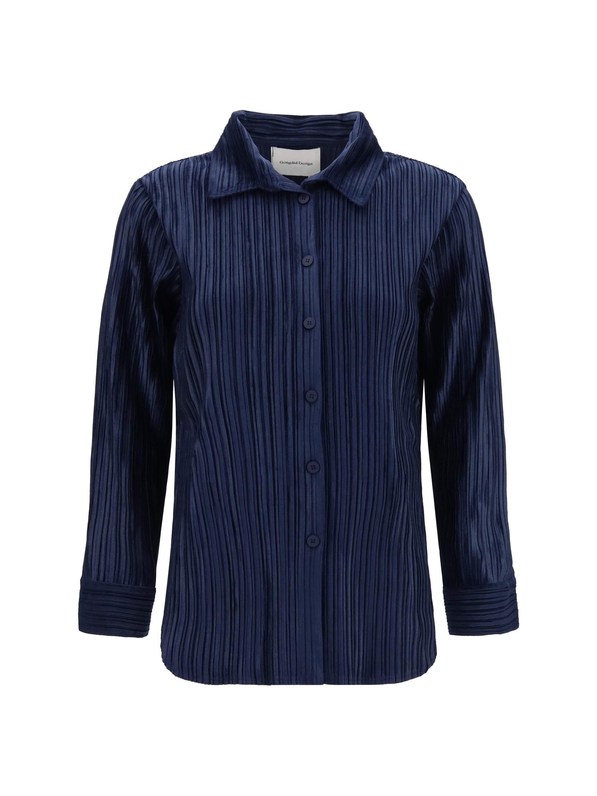 shirt in fine striped velvet-like fabric