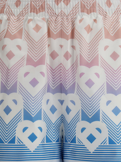 CASABLANCA 8 gradient heart monogram silk shorts