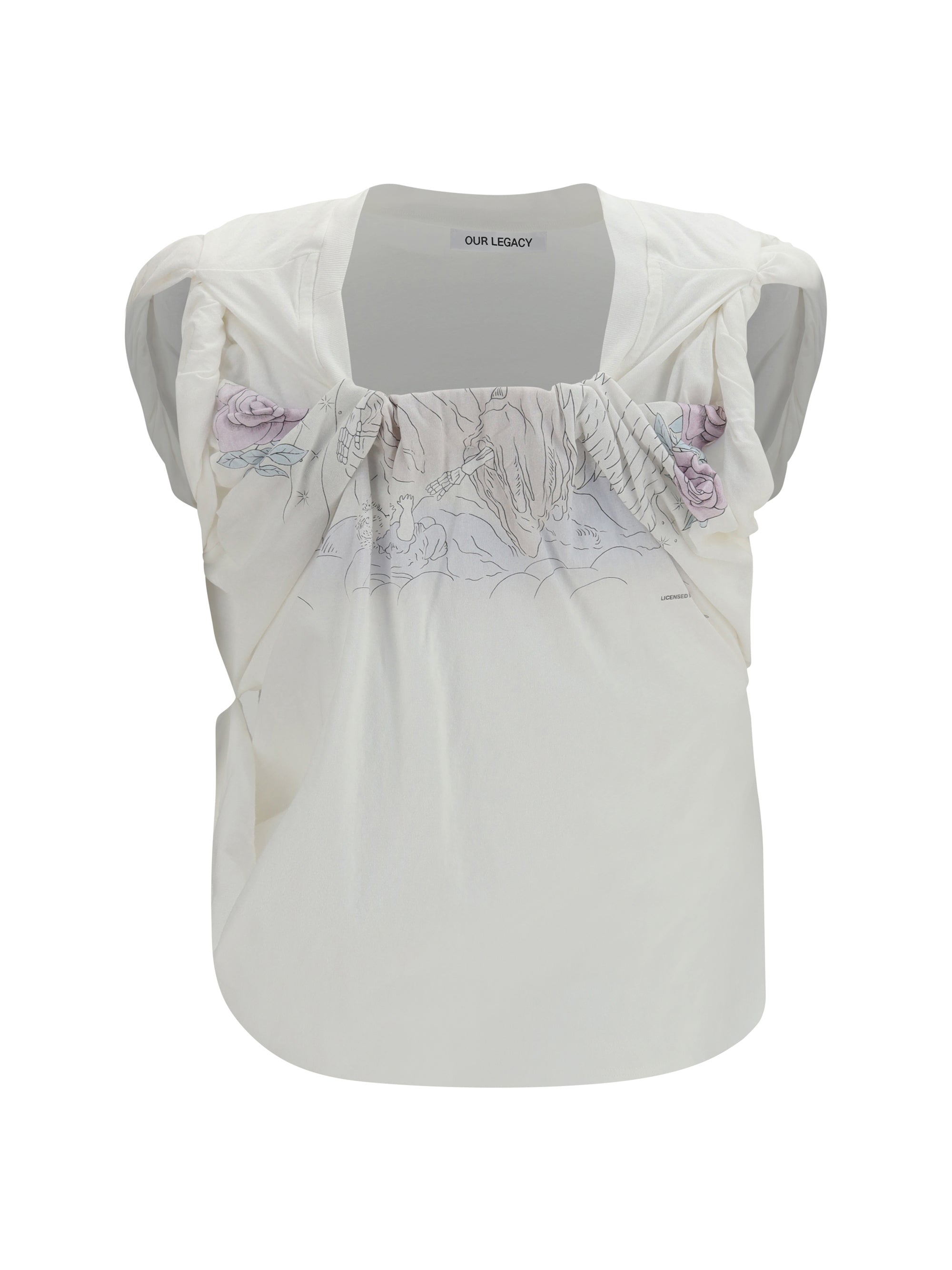 twisted t-shirt with farewell print
