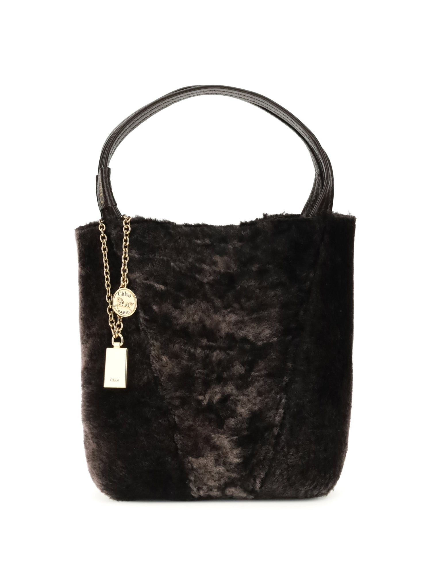 CHLOÉ OS shearling small spin tote bag