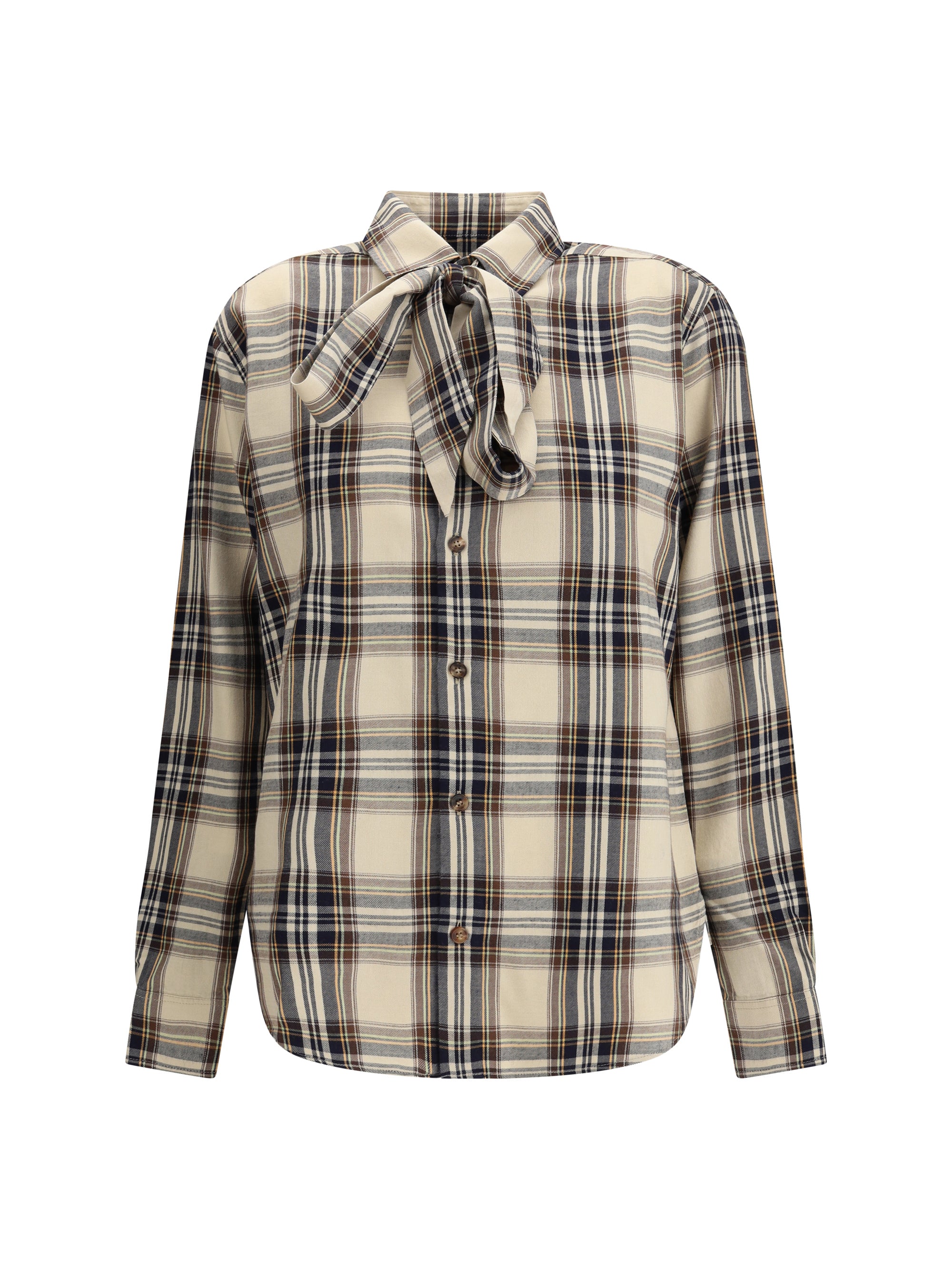 SAINT LAURENT S tartan lavallière shirt