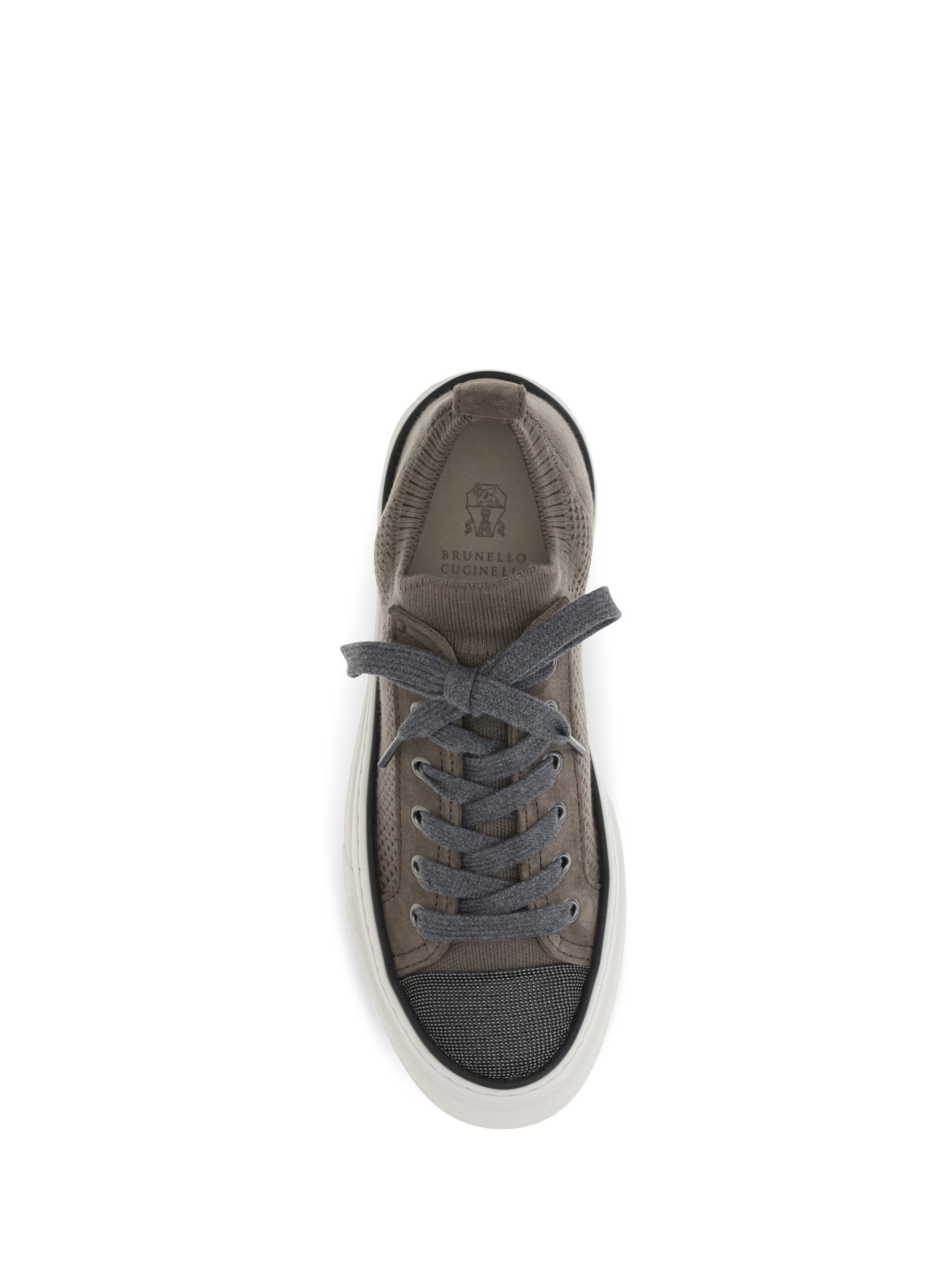 cotton knit and suede sneakers