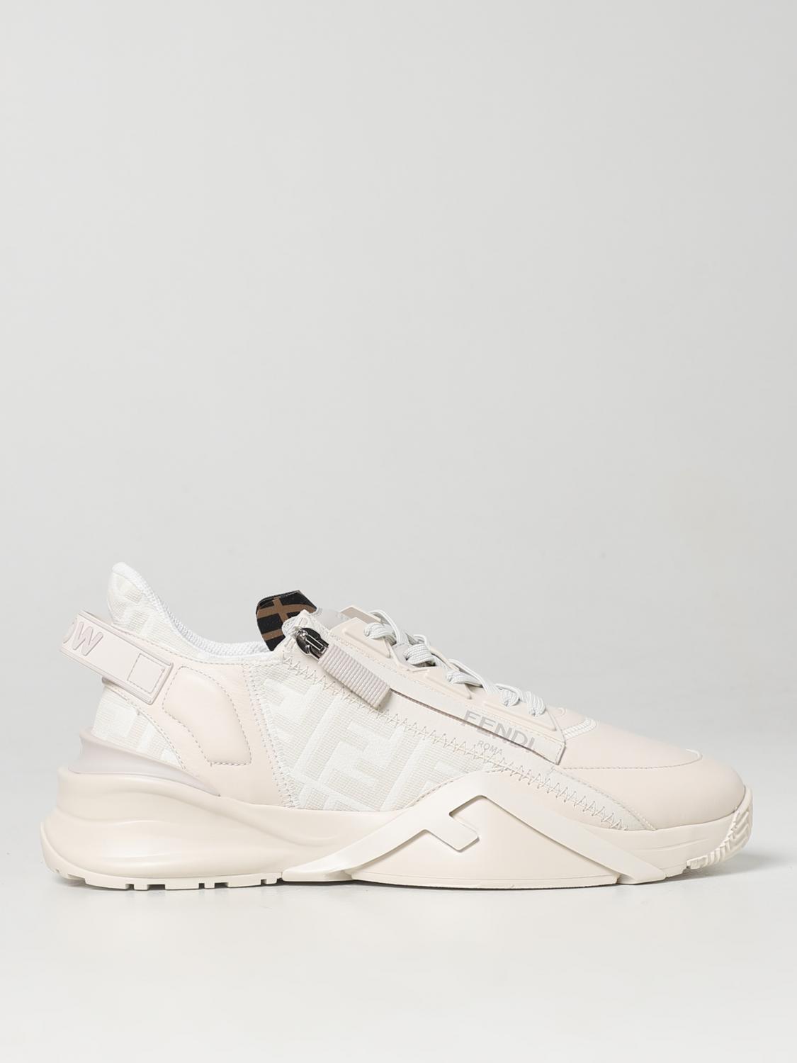 FENDI 37½ flow sneakers in nappa and fabric with jacquard monogram