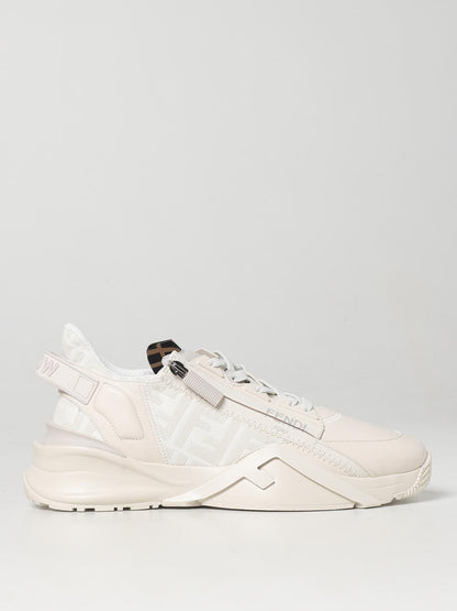 FENDI 37½ flow sneakers in nappa and fabric with jacquard monogram