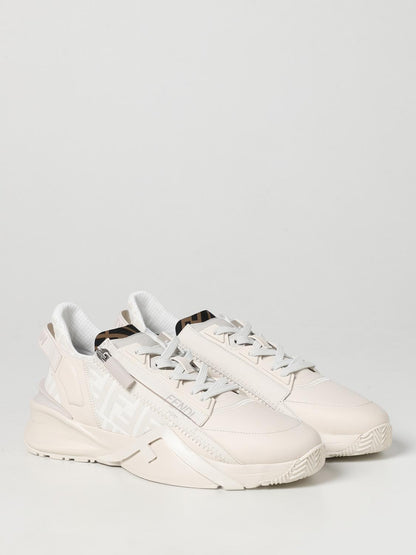 FENDI 37½ flow sneakers in nappa and fabric with jacquard monogram