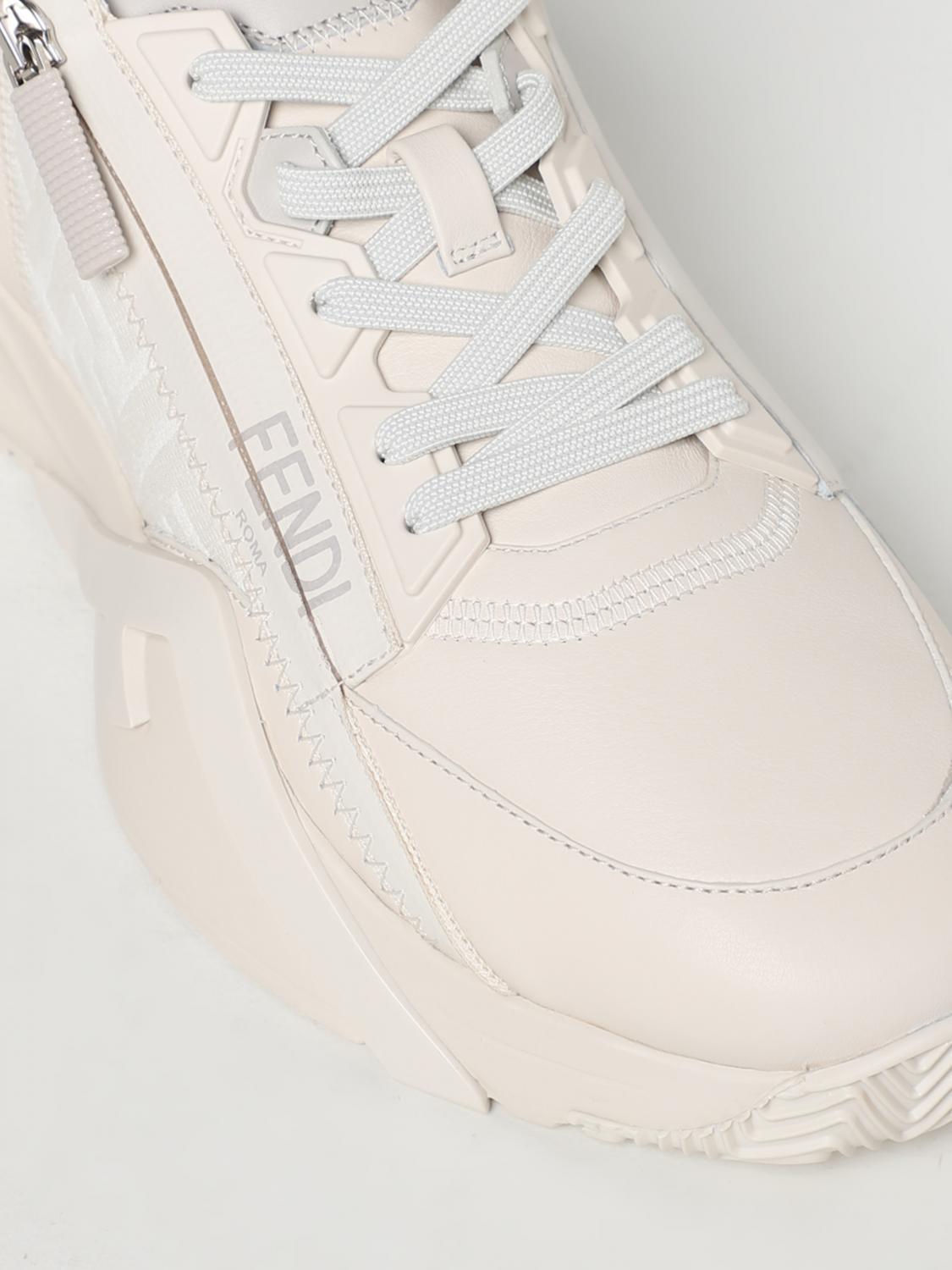 FENDI 37½ flow sneakers in nappa and fabric with jacquard monogram