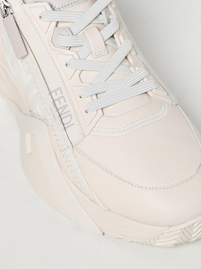 FENDI 37½ flow sneakers in nappa and fabric with jacquard monogram