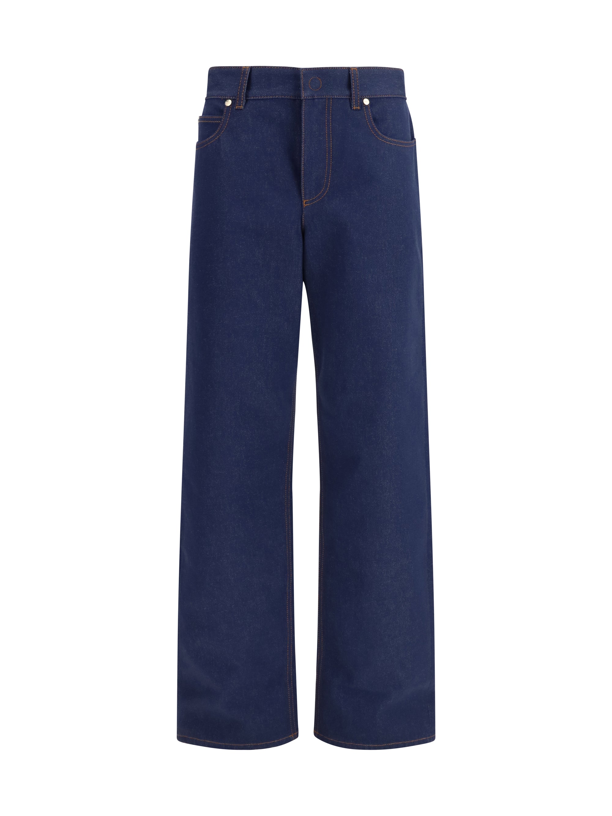 five-pocket straight cut jeans with logo detail