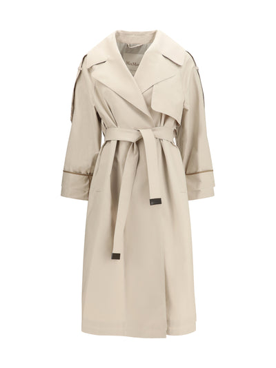 cotton-blend twill trench
