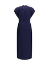 silk midi dress with buttons and contrast piping