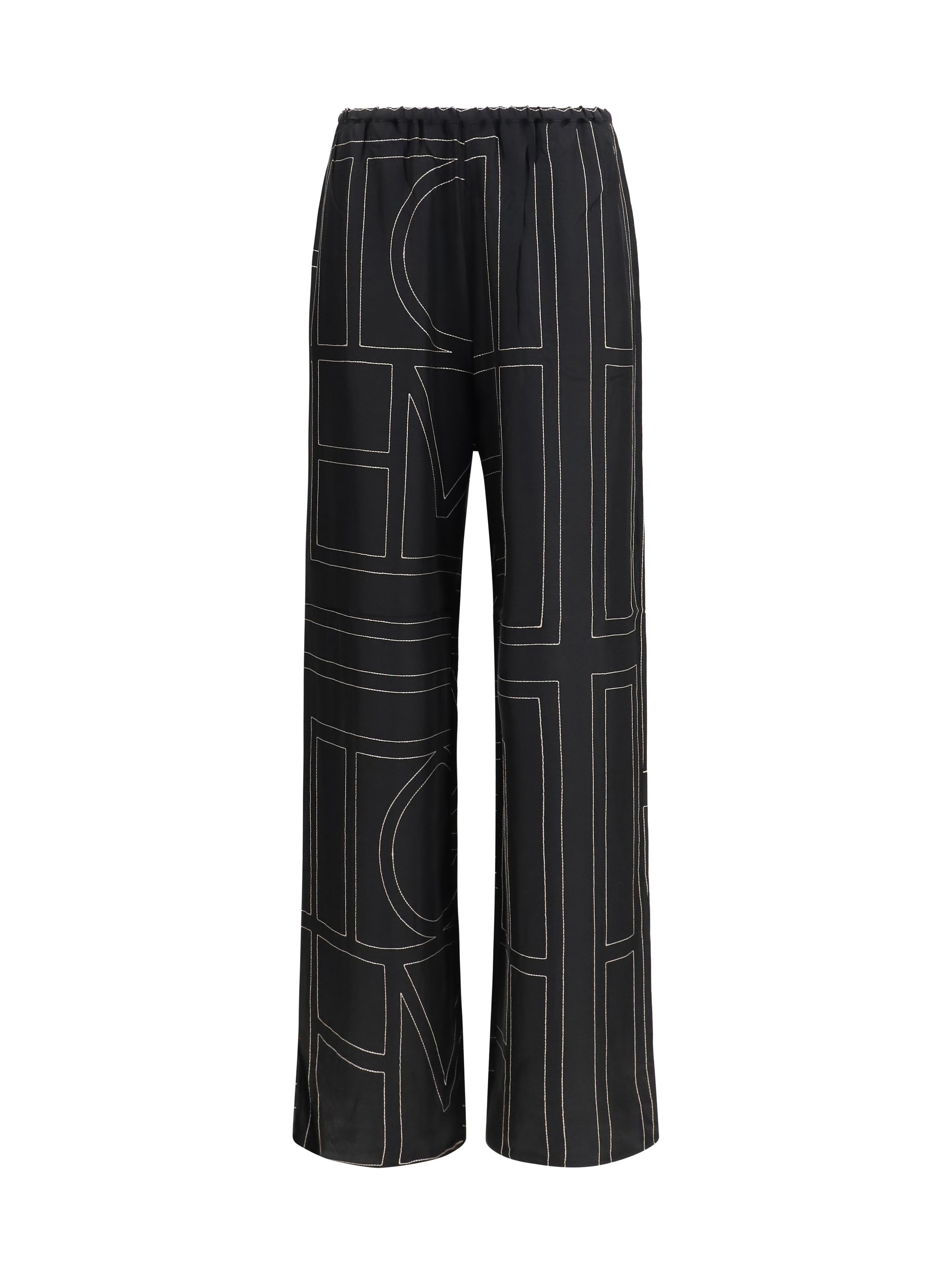 silk monogram pants
