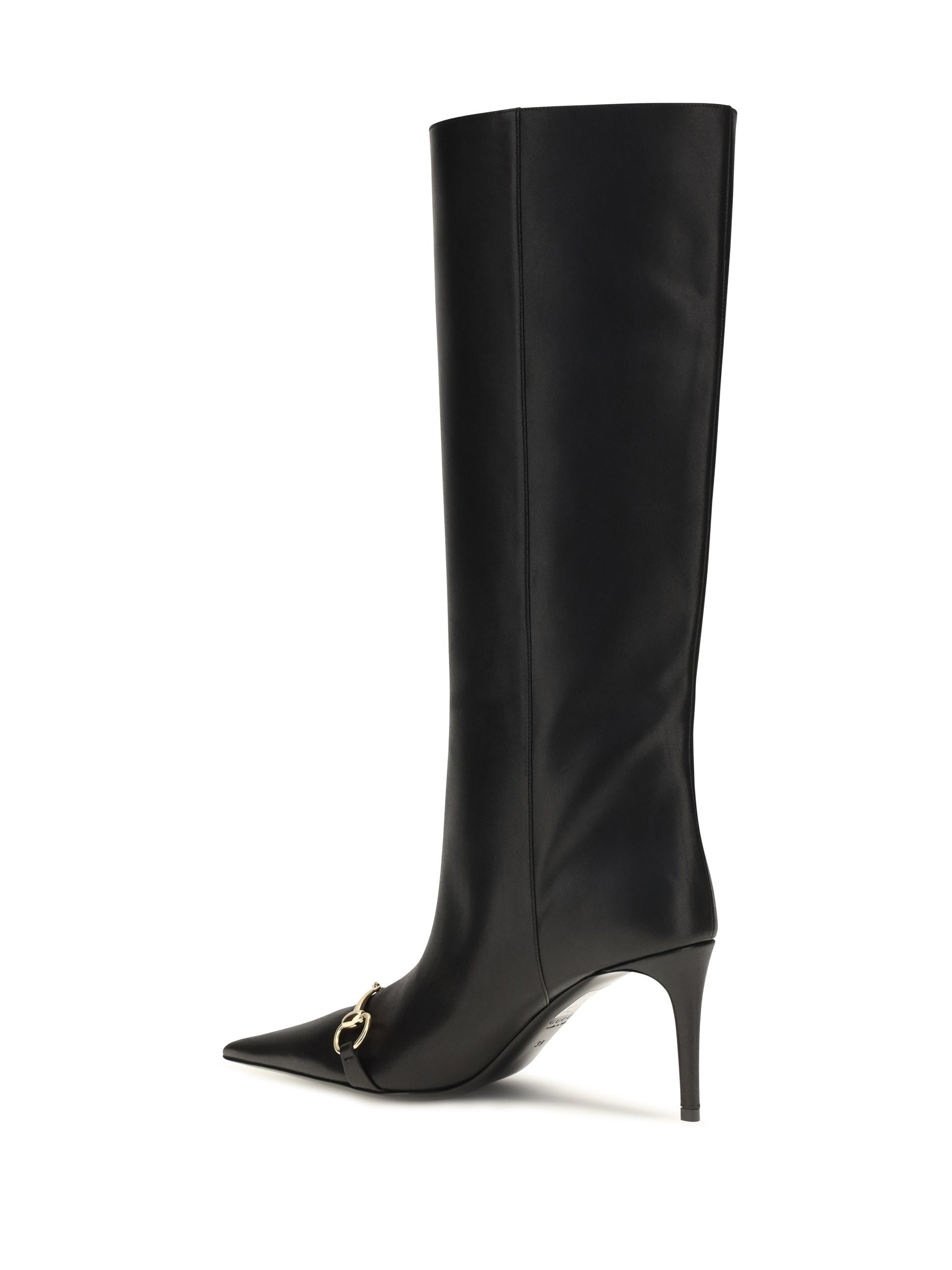 slip-on leather boots with horsebit