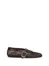 mesh and crocodile-print leather ballerinas