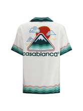 CASABLANCA L silk cuban collar short sleeve shirt