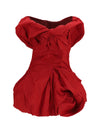 draped mini dress with balloon hem