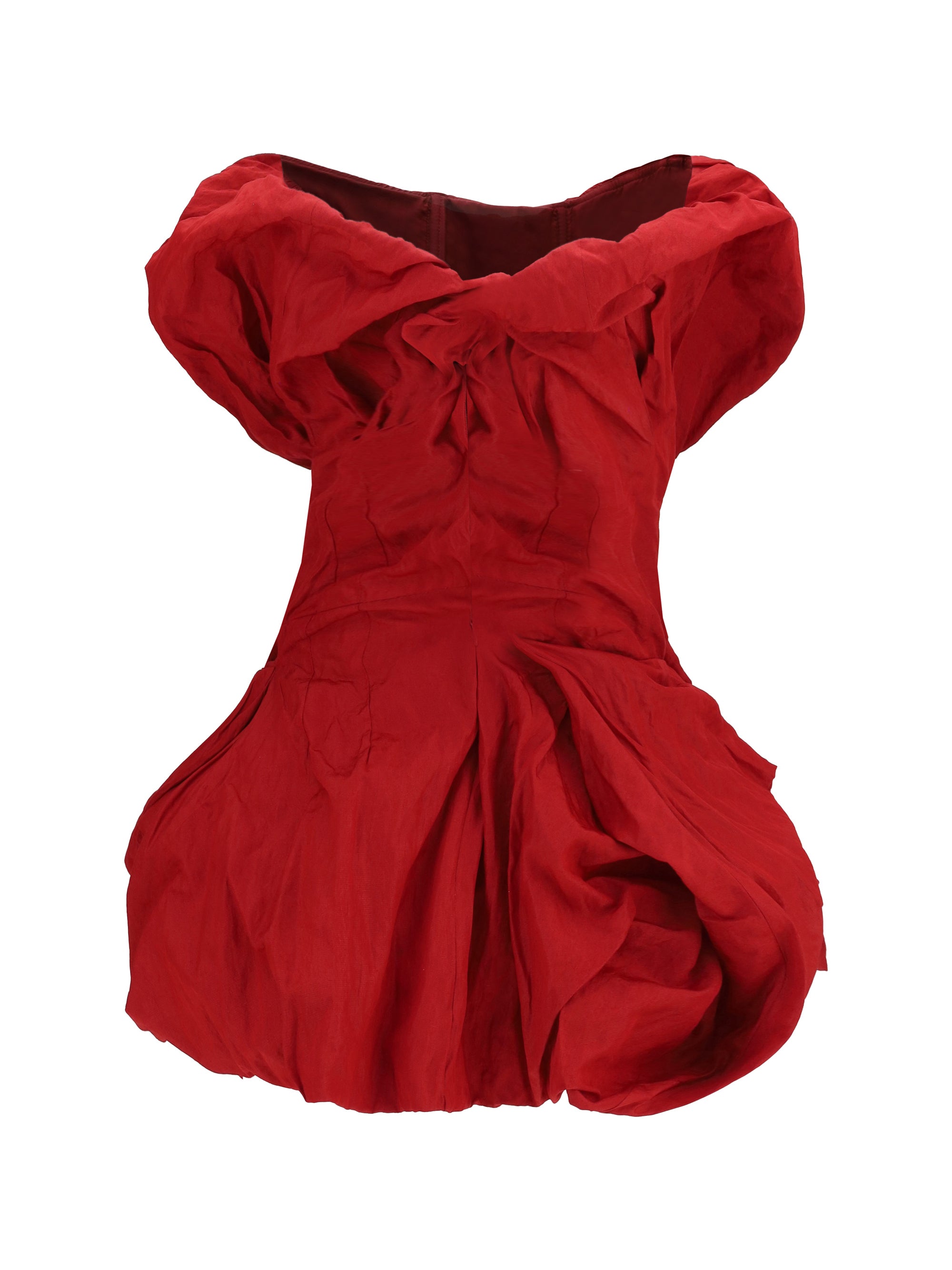 draped mini dress with balloon hem