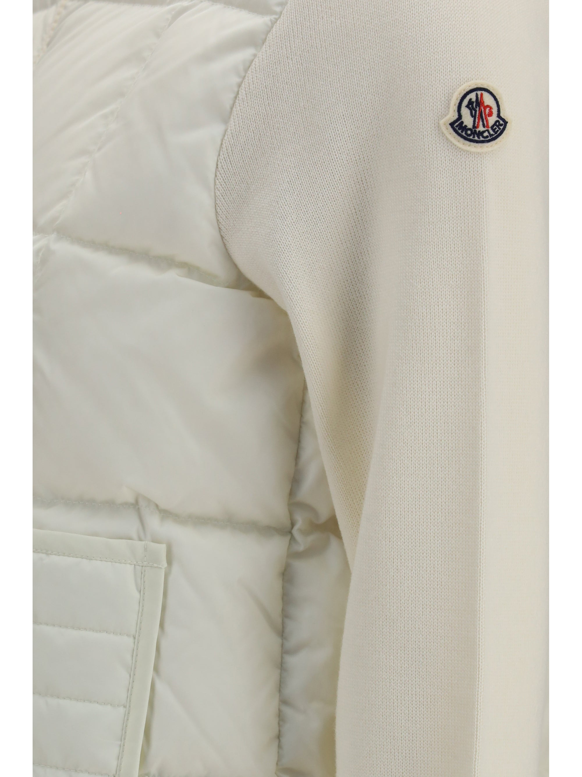 quilted wool padded cardigan with zip