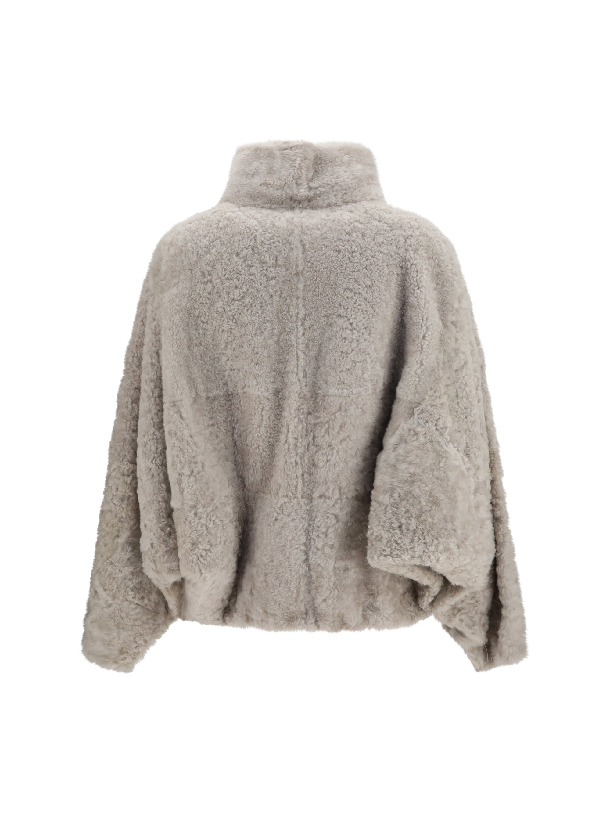 high-neck shearling jacket
