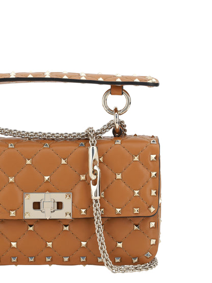 rockstud 尖头小号皮革手提包