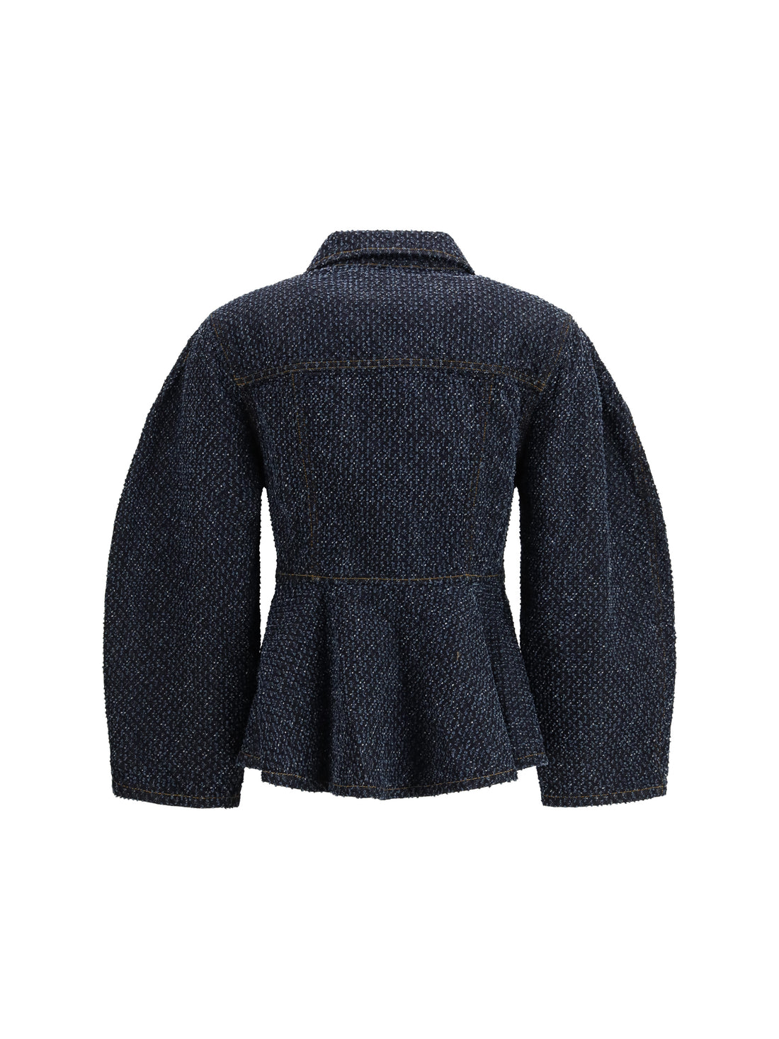 GANNI 36 tweed denim peplum jacket